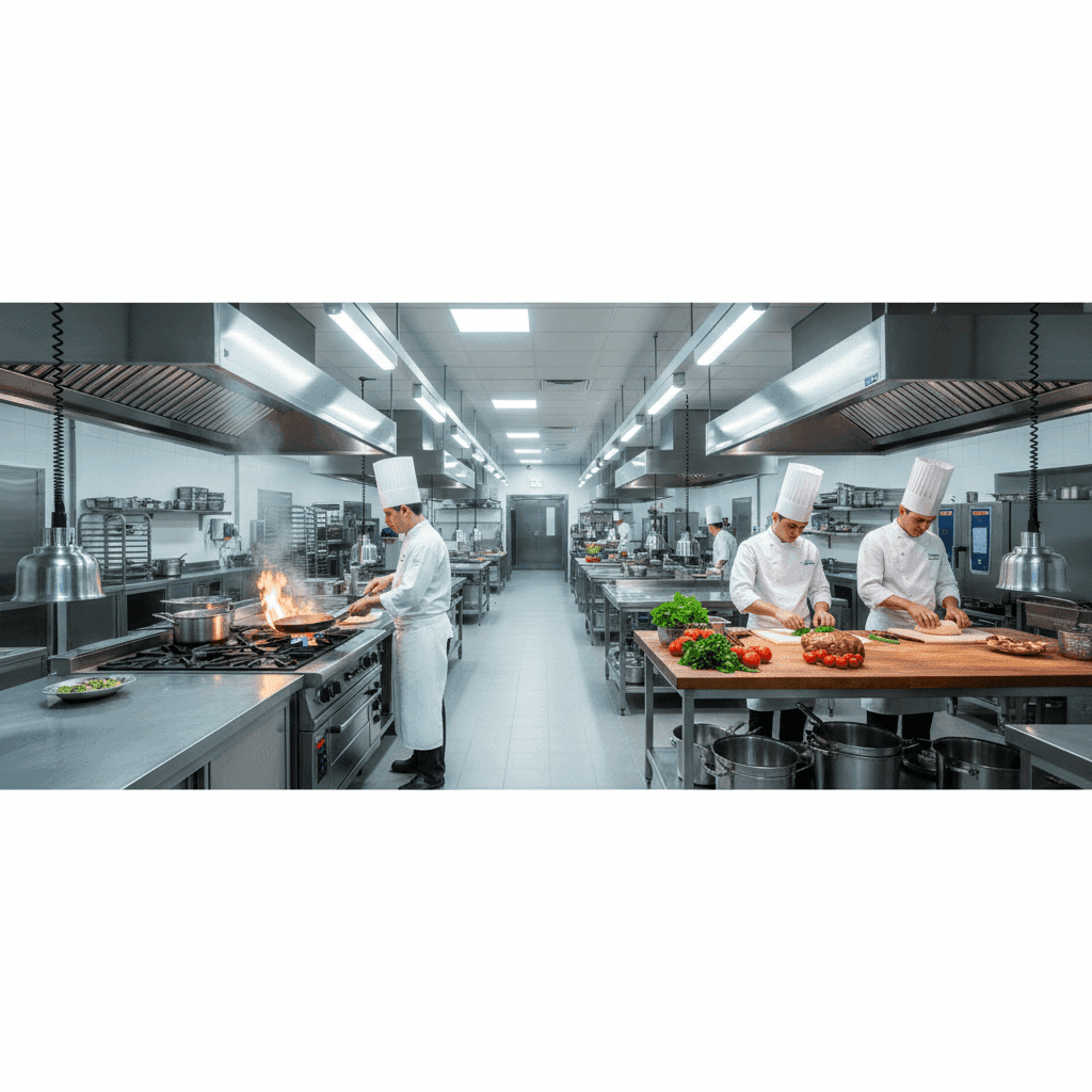 Kitchens, food-preparation spaces, and production areas